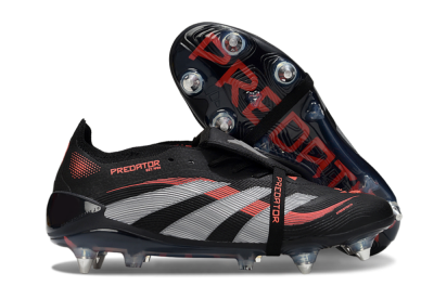 Men's Adidas Predator 25 Elite Foldover Tongue SG Football Boots - Black/Red/Silver