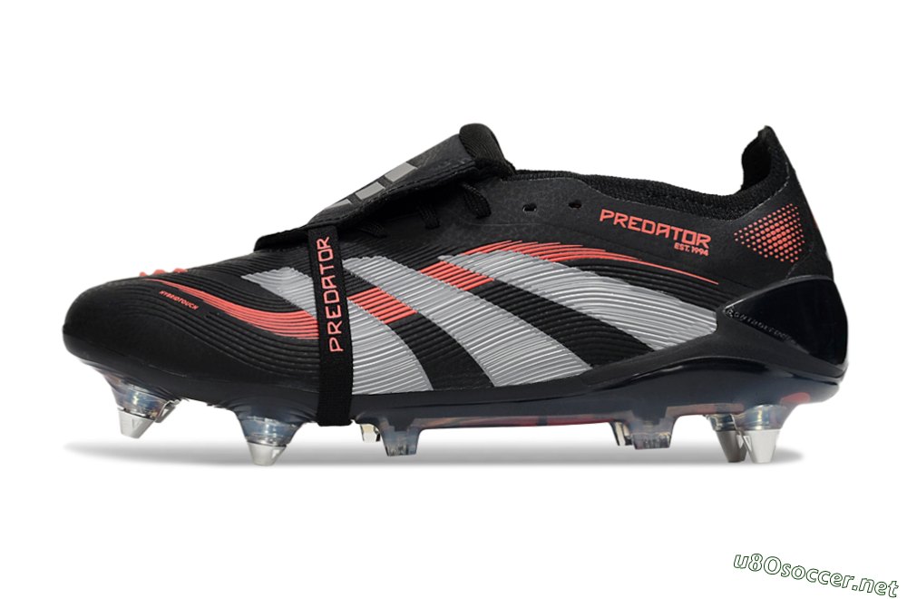 Men's Adidas Predator 25 Elite Foldover Tongue SG Football Boots - Black/Red/Silver 0