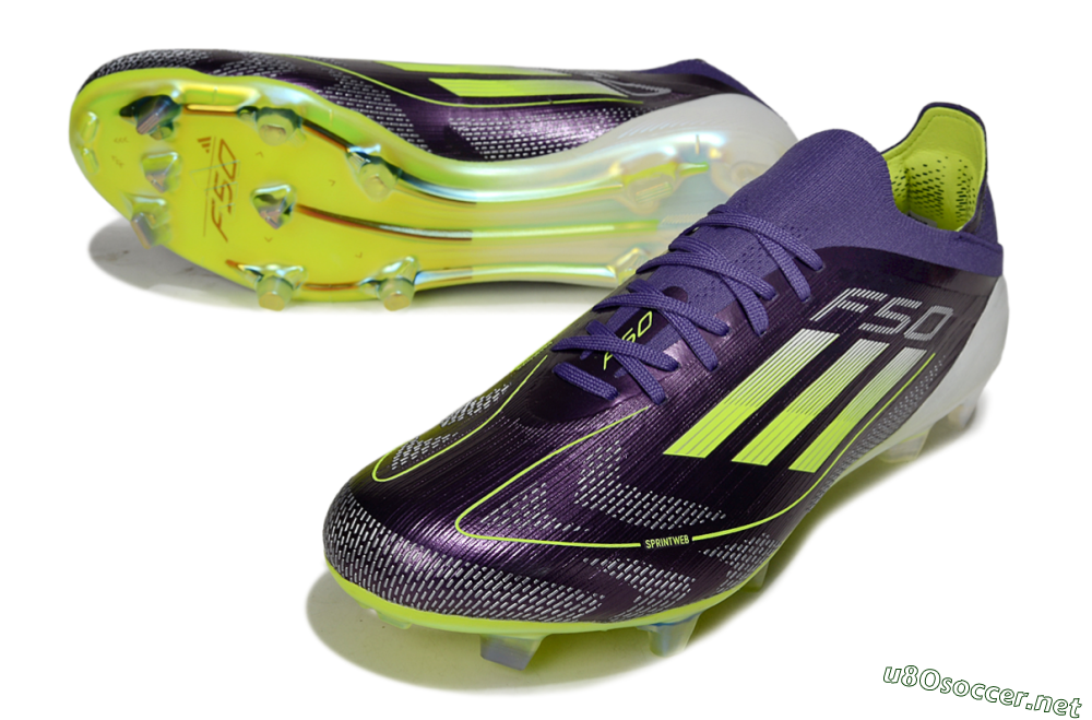 Men's Adidas F50 Elite FG Football Boots - Purple/Yellow 3