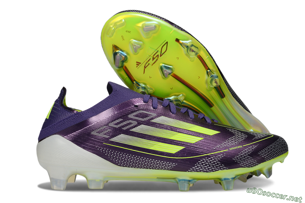 Men's Adidas F50 Elite FG Football Boots - Purple/Yellow 2