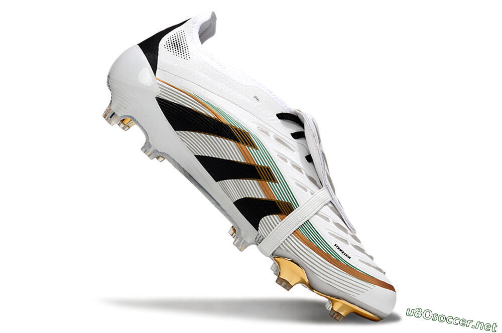 Unisex Adidas Predator 25 Elite Foldover Tongue FG Football Boots - White/Black/Gold 5