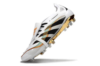 Unisex Adidas Predator 25 Elite Foldover Tongue FG Football Boots - White/Black/Gold