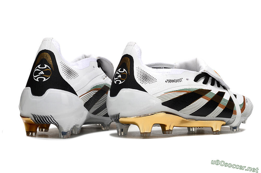 Unisex Adidas Predator 25 Elite Foldover Tongue FG Football Boots - White/Black/Gold 7