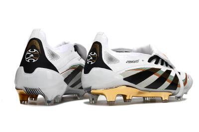 Unisex Adidas Predator 25 Elite Foldover Tongue FG Football Boots - White/Black/Gold