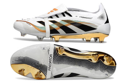 Unisex Adidas Predator 25 Elite Foldover Tongue FG Football Boots - White/Black/Gold