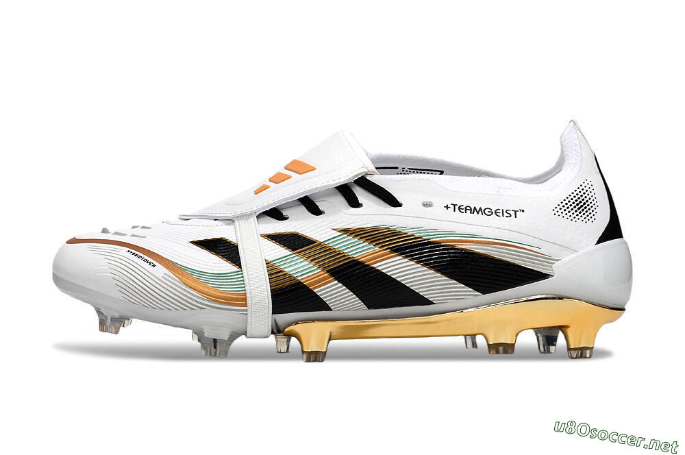 Unisex Adidas Predator 25 Elite Foldover Tongue FG Football Boots - White/Black/Gold 0
