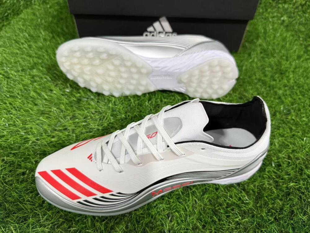 Unisex Messi x Adidas F50 Pro TF Football Shoes - Silver/Red/Black
