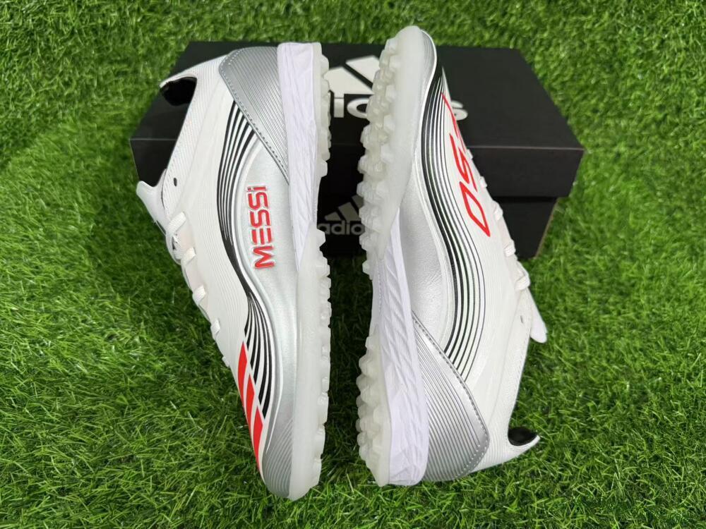 Unisex Messi x Adidas F50 Pro TF Football Shoes - Silver/Red/Black