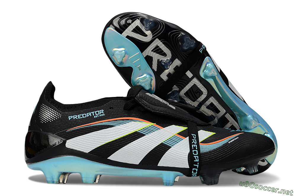 Unisex Adidas Predator 25 Elite Foldover Tongue FG Football Boots - Black/White/Jade 2