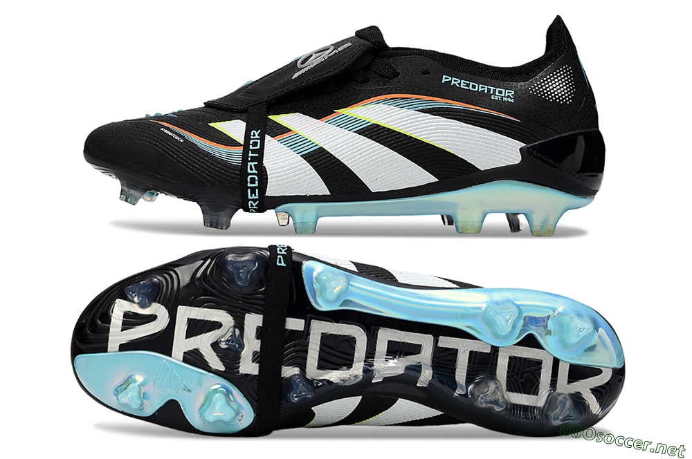 Unisex Adidas Predator 25 Elite Foldover Tongue FG Football Boots - Black/White/Jade 1