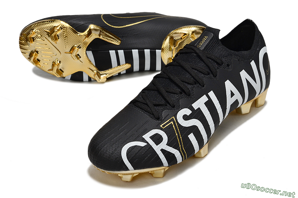 Men's Nike Mercurial Vapor 12 Elite FG Football Boots - Black/White/Gold 3
