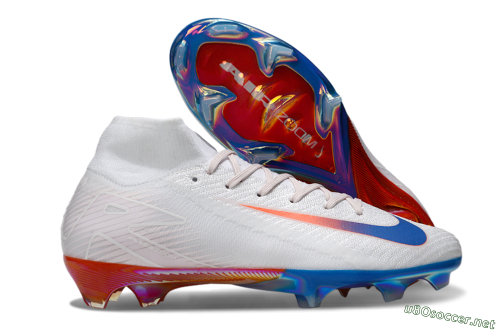 Unisex Nike Air Zoom Mercurial Superfly 10 Elite FG Football Boots - White/Blue/Red 2