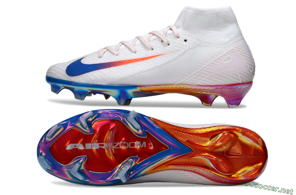 Unisex Nike Air Zoom Mercurial Superfly 10 Elite FG Football Boots - White/Blue/Red 1