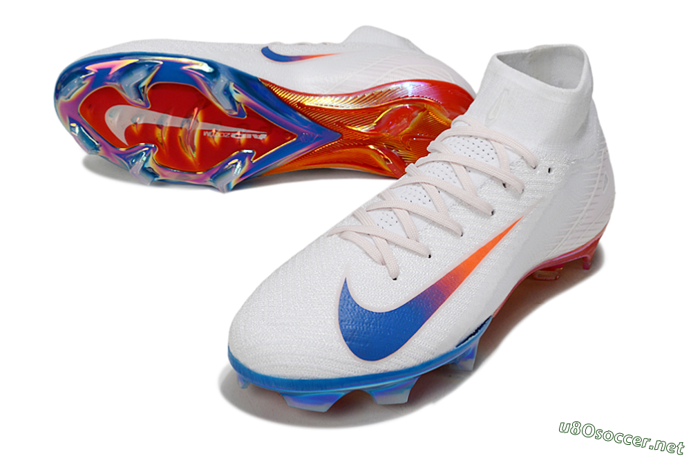 Unisex Nike Air Zoom Mercurial Superfly 10 Elite FG Football Boots - White/Blue/Red 3