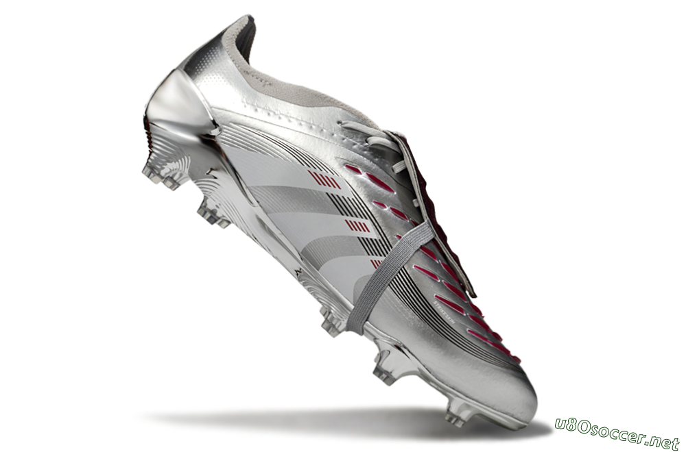Men's Adidas Predator 25 Elite Foldover Tongue FG Football Boots - Silver/Black/Red 4