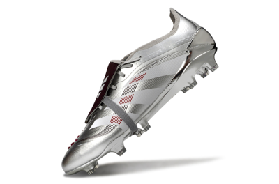 Men's Adidas Predator 25 Elite Foldover Tongue FG Football Boots - Silver/Black/Red