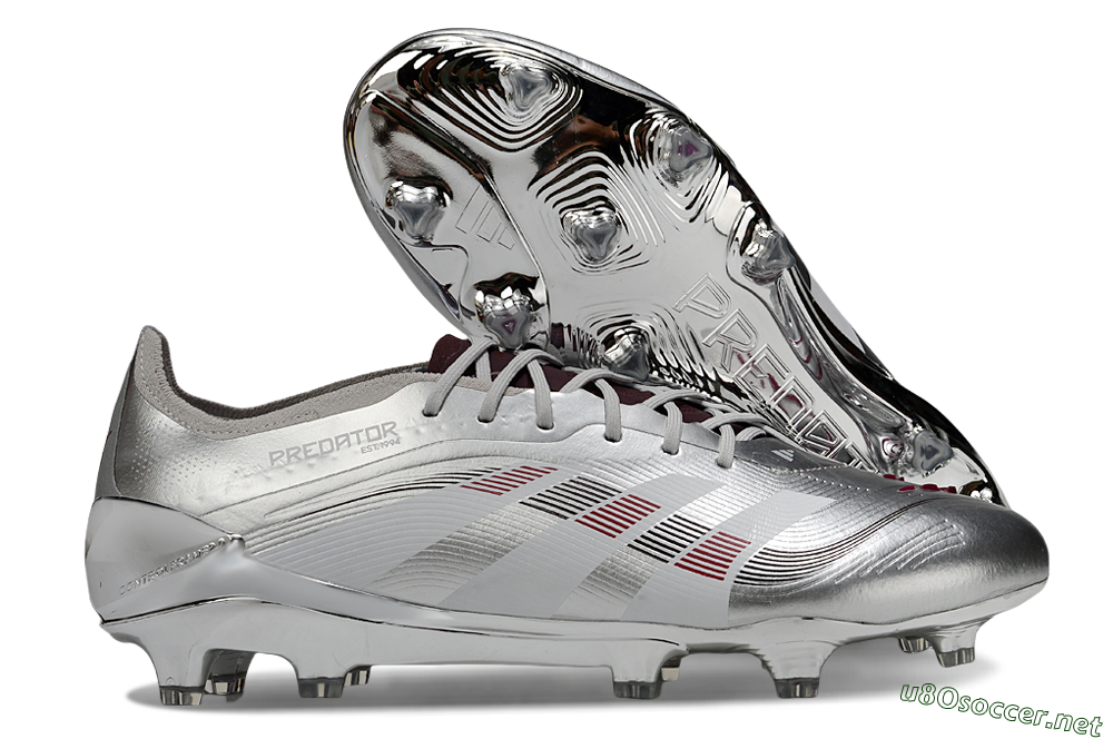 Men's Adidas Predator 25 Elite FG Football Boots - Silver/Black/Red 2