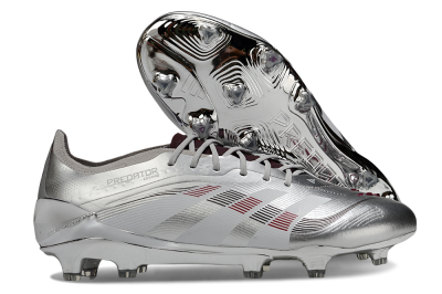 Men's Adidas Predator 25 Elite FG Football Boots - Silver/Black/Red