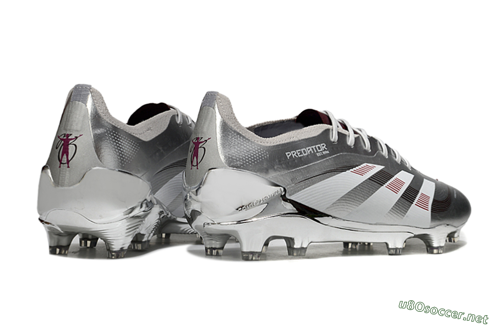 Men's Adidas Predator 25 Elite FG Football Boots - Silver/Black/Red 6