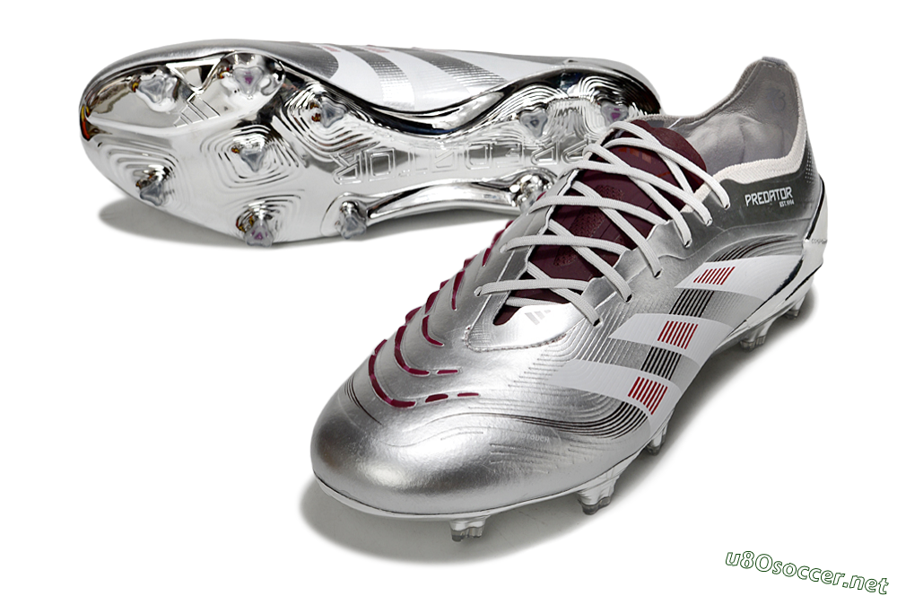 Men's Adidas Predator 25 Elite FG Football Boots - Silver/Black/Red 3