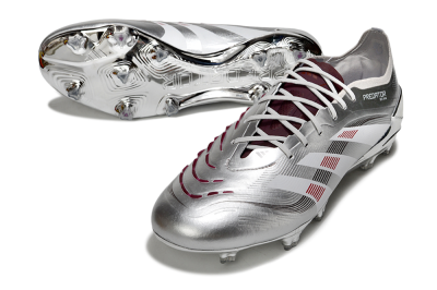 Men's Adidas Predator 25 Elite FG Football Boots - Silver/Black/Red