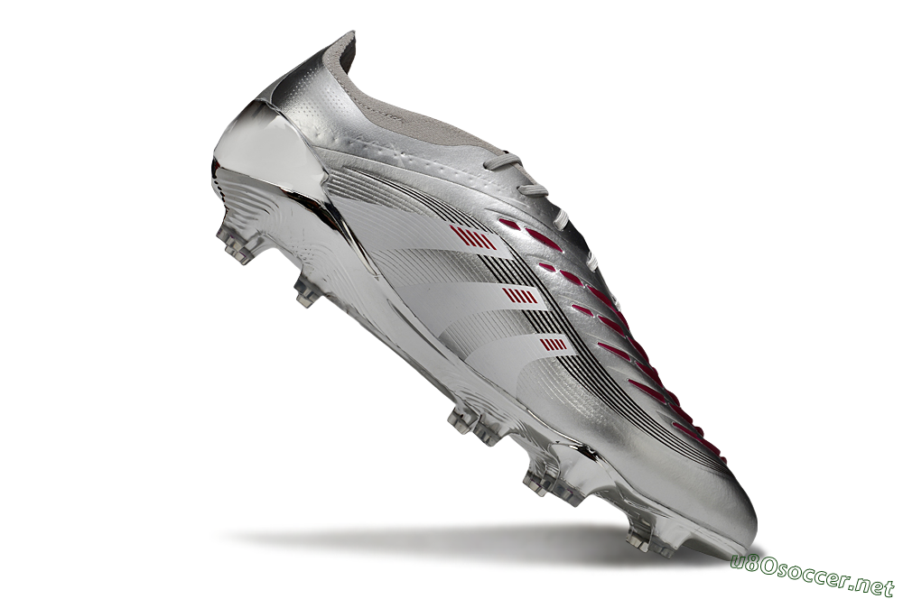 Men's Adidas Predator 25 Elite FG Football Boots - Silver/Black/Red 4