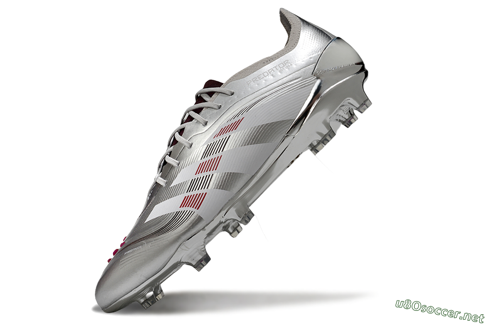 Men's Adidas Predator 25 Elite FG Football Boots - Silver/Black/Red 5