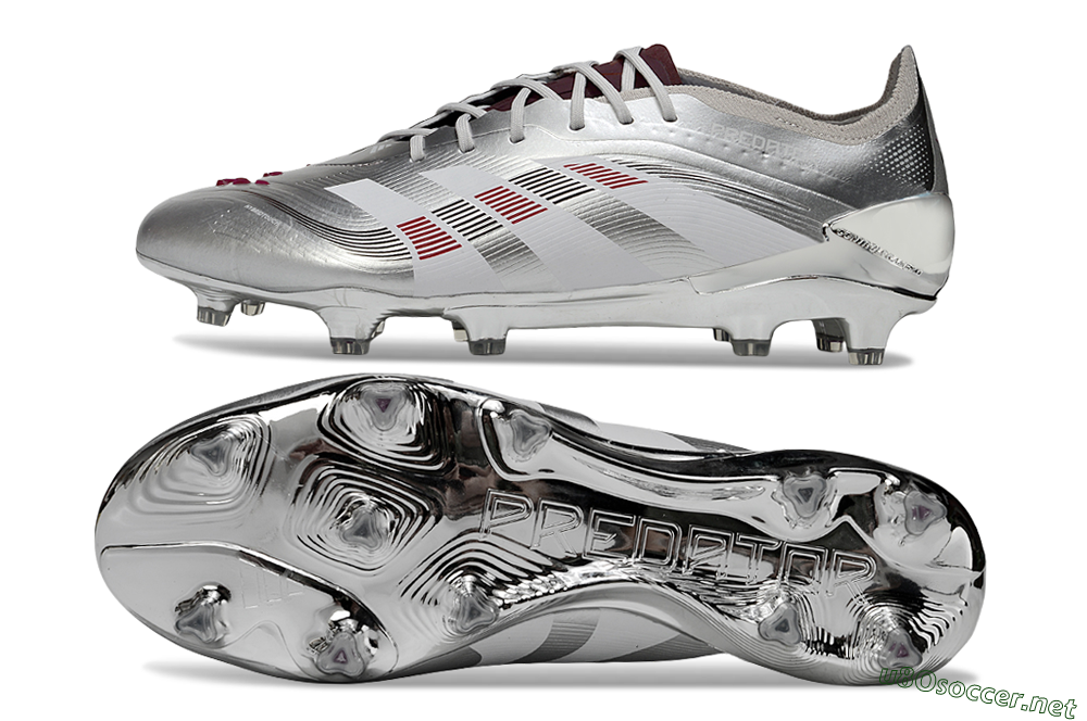 Men's Adidas Predator 25 Elite FG Football Boots - Silver/Black/Red 1