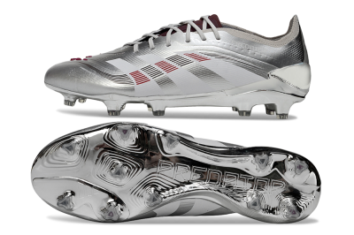Men's Adidas Predator 25 Elite FG Football Boots - Silver/Black/Red