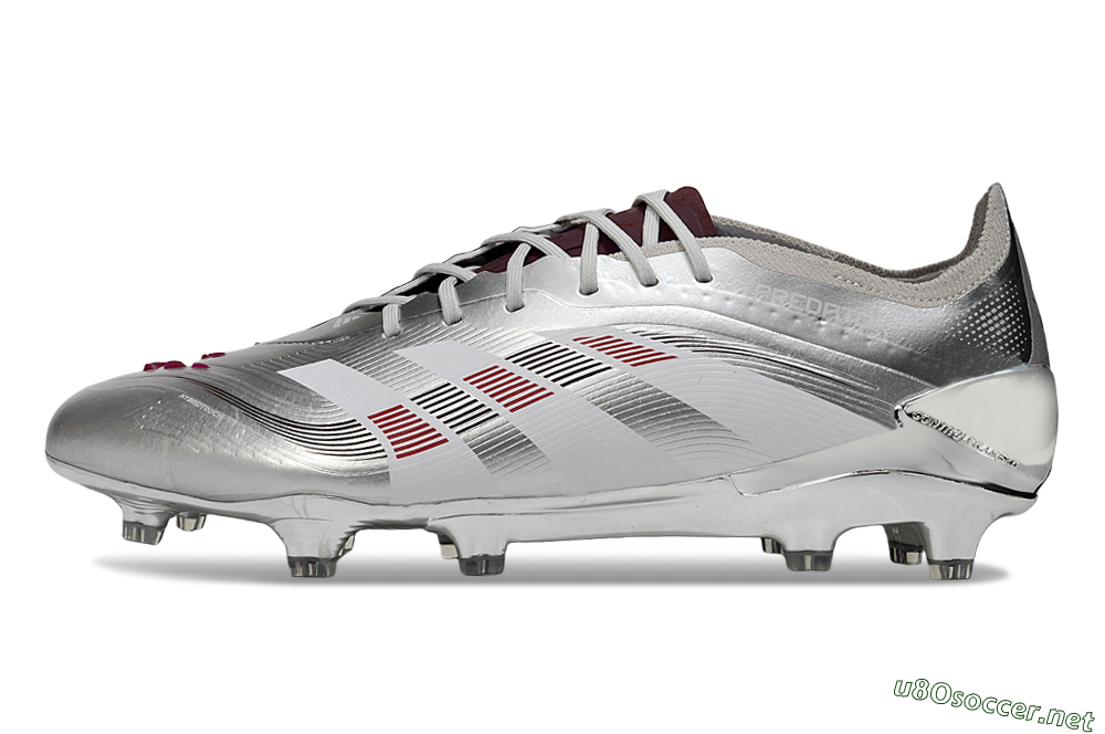 Men's Adidas Predator 25 Elite FG Football Boots - Silver/Black/Red 0