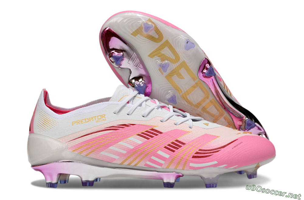 Men's Adidas Predator 25 Elite FG Football Boots - Pink/Gold/White 2