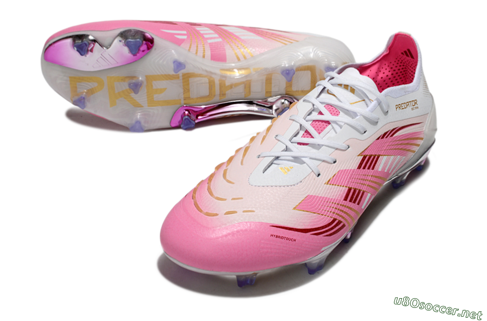 Men's Adidas Predator 25 Elite FG Football Boots - Pink/Gold/White 3