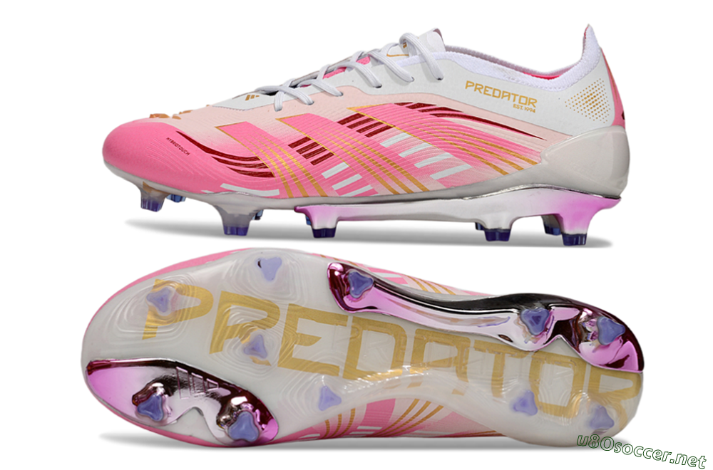 Men's Adidas Predator 25 Elite FG Football Boots - Pink/Gold/White 1