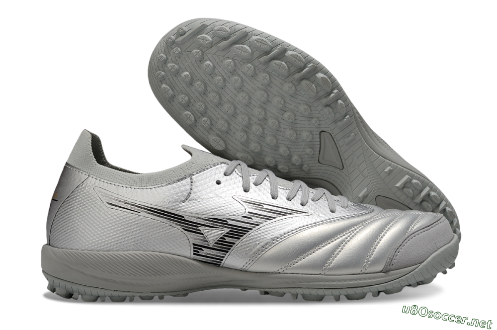 Men's Mizuno Morelia Neo Sala M8 TF Football Shoes - Silver/Black 2