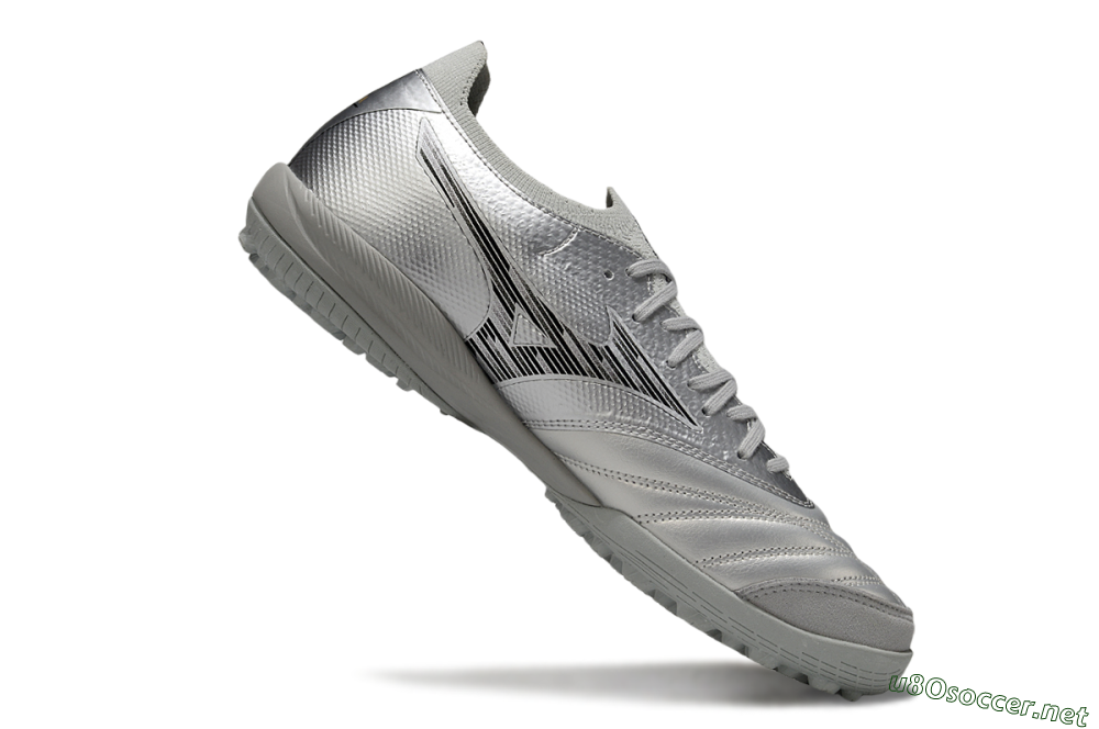 Men's Mizuno Morelia Neo Sala M8 TF Football Shoes - Silver/Black 4
