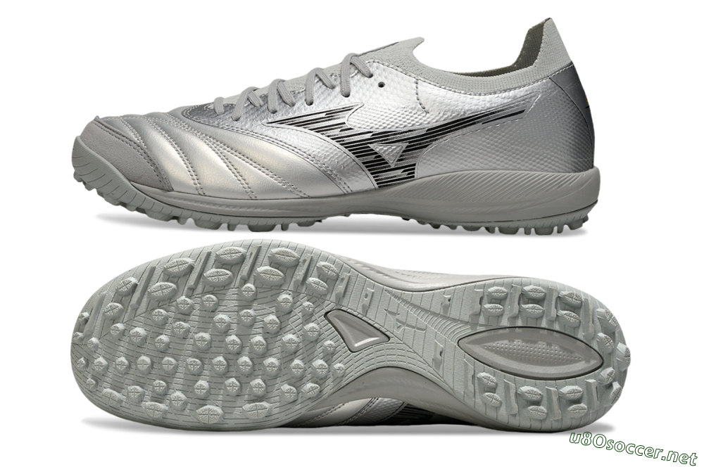 Men's Mizuno Morelia Neo Sala M8 TF Football Shoes - Silver/Black 1