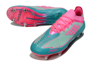 Men's Messi x Adidas F50 Elite SG Football Boots - Green/Pink