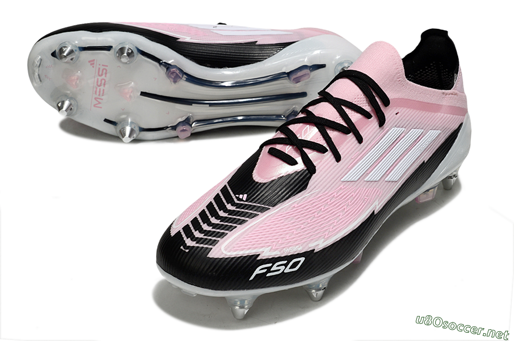 Men's Messi x Adidas F50 Elite SG Football Boots - Pink/White/Black 3