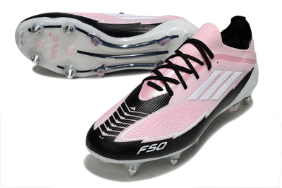 Men's Messi x Adidas F50 Elite SG Football Boots - Pink/White/Black