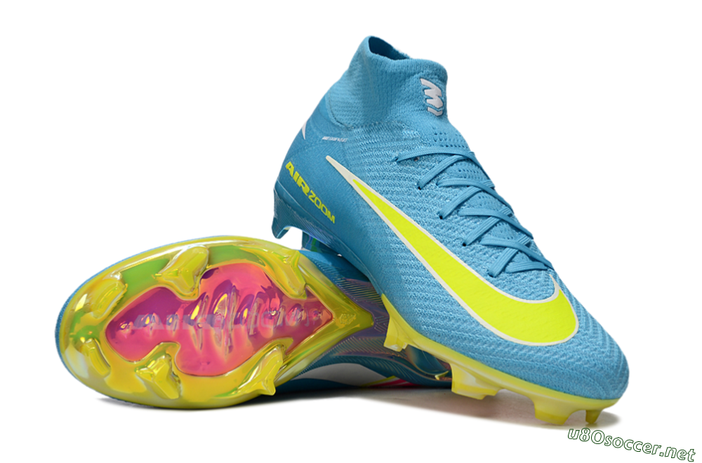 Unisex Nike Air Zoom Mercurial Superfly 10 Elite FG Football Boots - Jade/Yellow/White 3