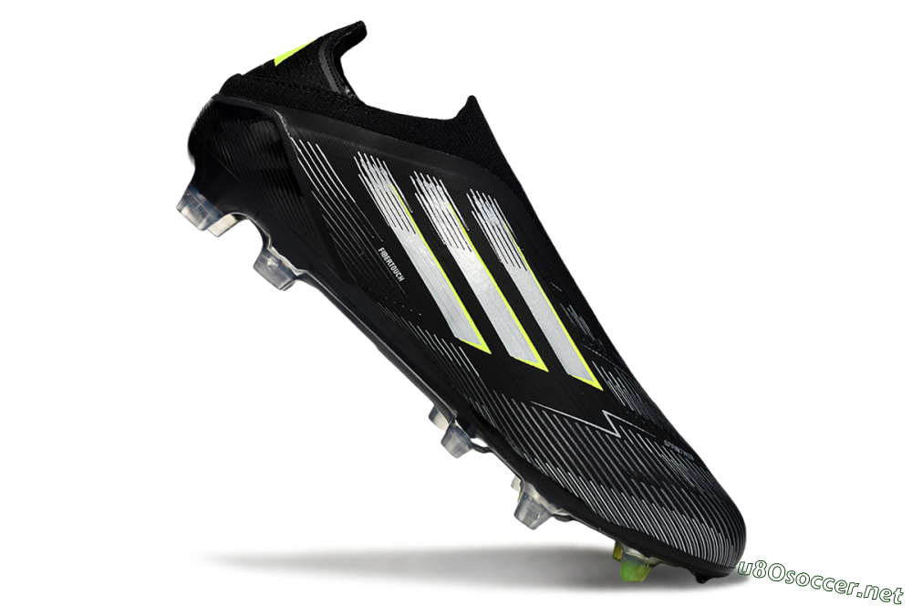 Men's Adidas F50 Elite Laceless FG Football Boots - Black/Silver/Yellow 4