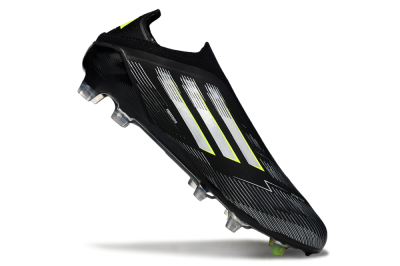 Men's Adidas F50 Elite Laceless FG Football Boots - Black/Silver/Yellow