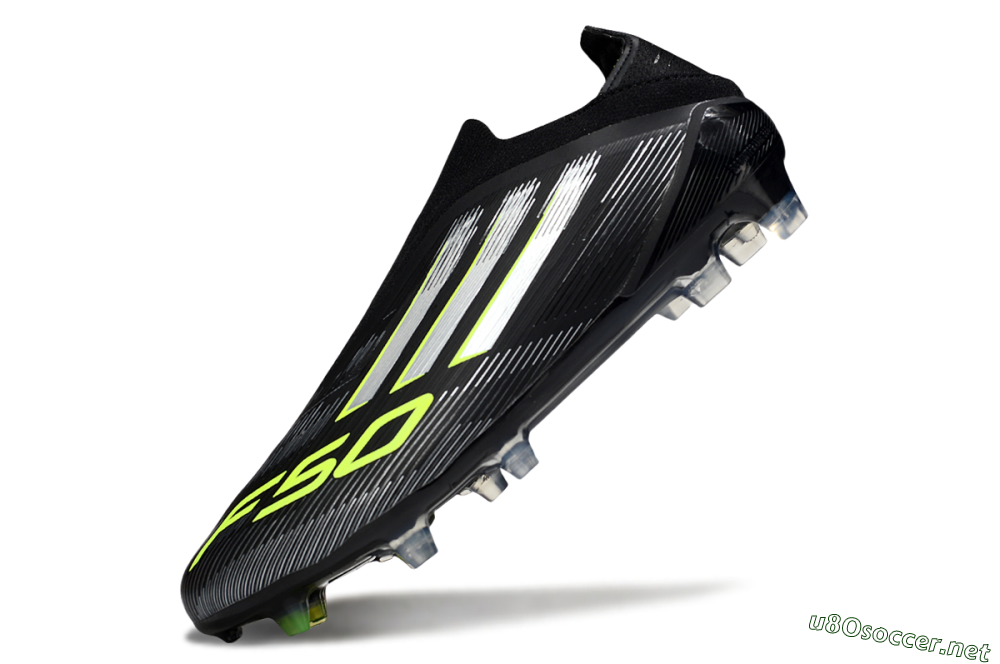 Men's Adidas F50 Elite Laceless FG Football Boots - Black/Silver/Yellow 5
