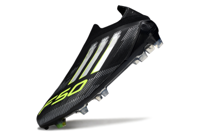 Men's Adidas F50 Elite Laceless FG Football Boots - Black/Silver/Yellow