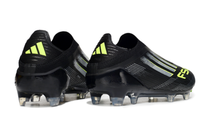 Men's Adidas F50 Elite Laceless FG Football Boots - Black/Silver/Yellow