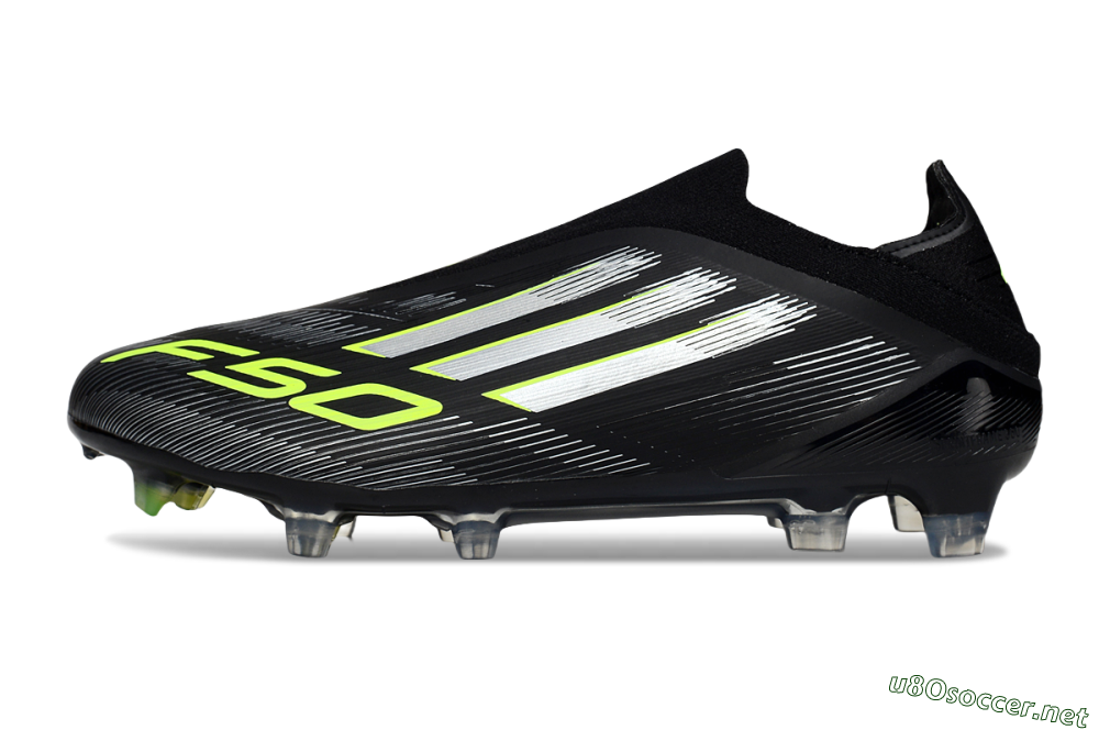 Men's Adidas F50 Elite Laceless FG Football Boots - Black/Silver/Yellow 0