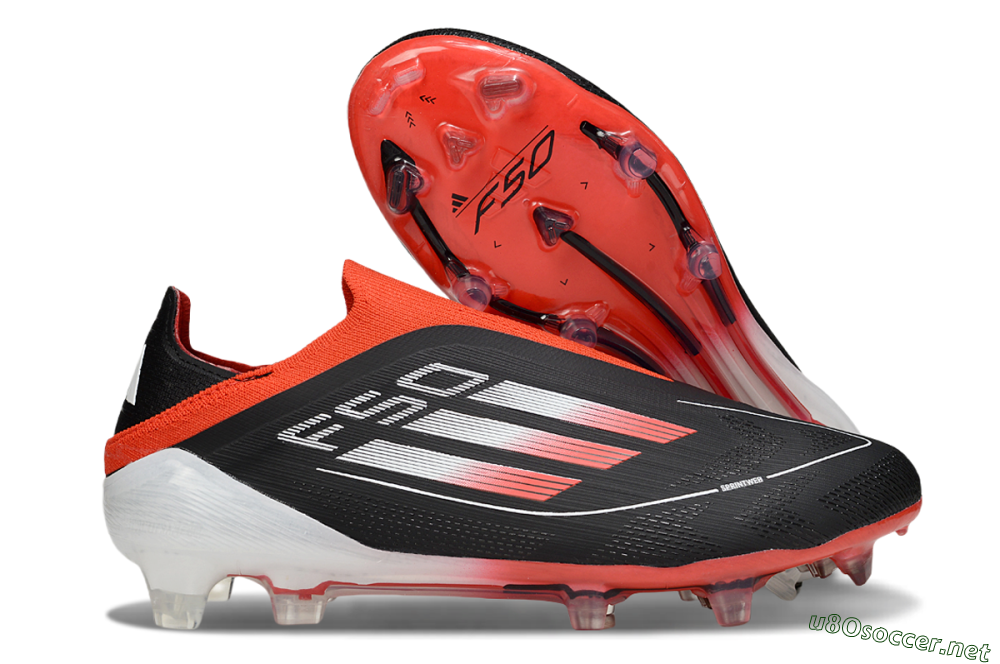 Men's Adidas F50 Elite Laceless FG Football Boots - Black/Red/White 2