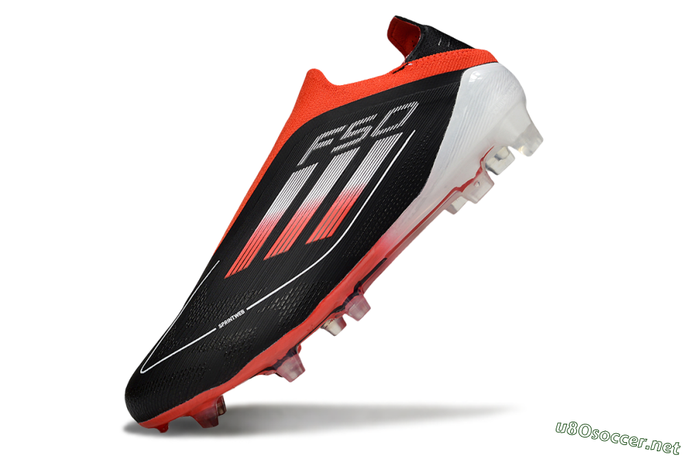 Men's Adidas F50 Elite Laceless FG Football Boots - Black/Red/White 5