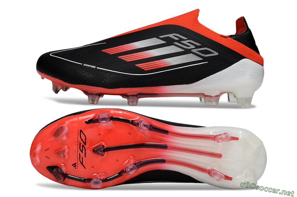 Men's Adidas F50 Elite Laceless FG Football Boots - Black/Red/White 1