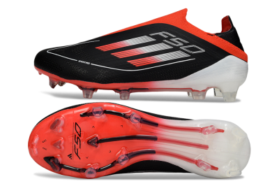 Men's Adidas F50 Elite Laceless FG Football Boots - Black/Red/White